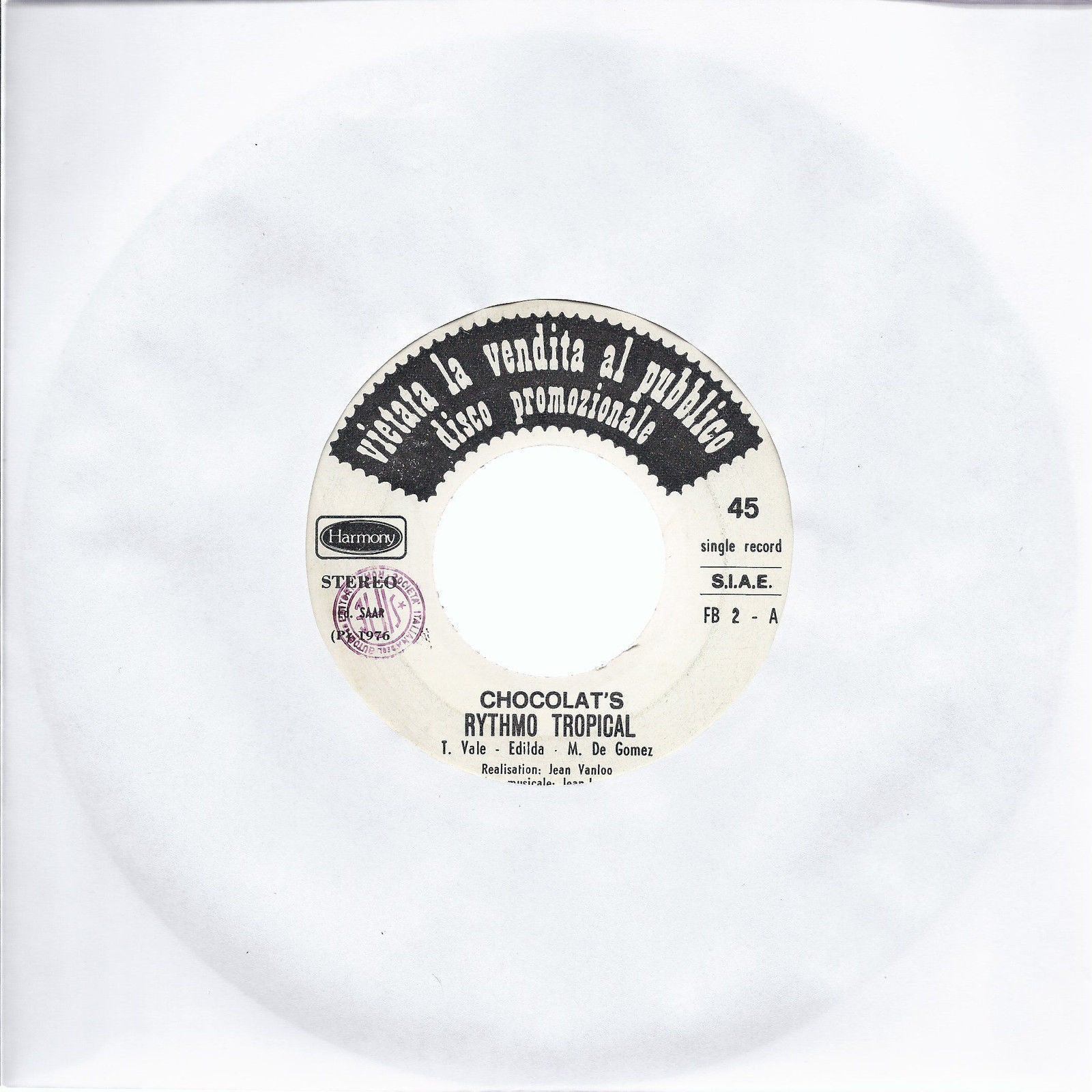 RYTHMO TROPICAL # CHOCOLAT'S -- MUSIC # JOHN MILES - Promo, white label