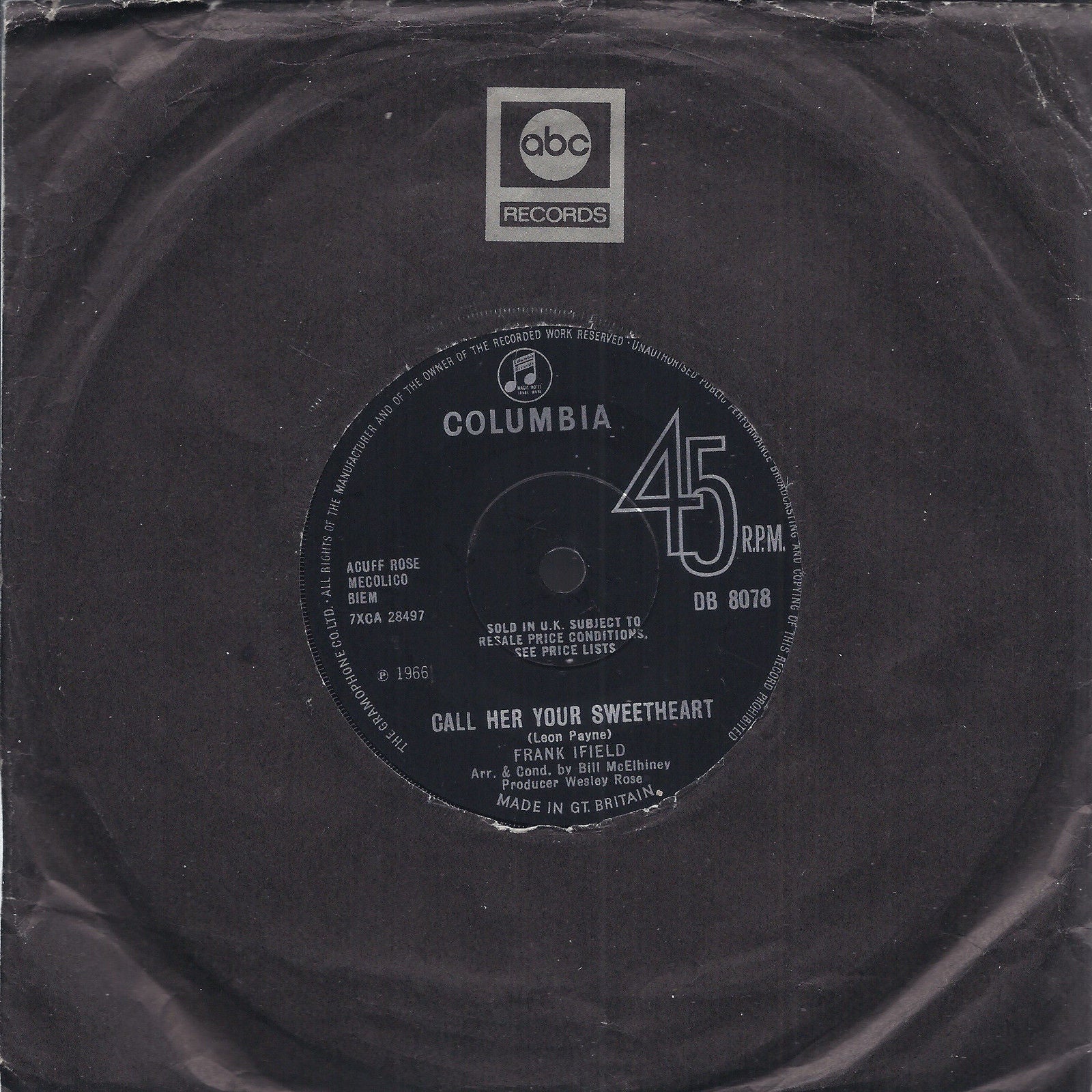 CALL HER YOUR SWEETHEART - ALL MY DAYDREAMING # FRANK IFIELD