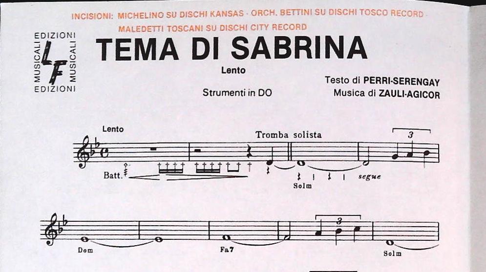 TEMA DI SABRINA-MIRAME-PROFUMO DI FIENO - SPARTITO-SHEET MUSIC