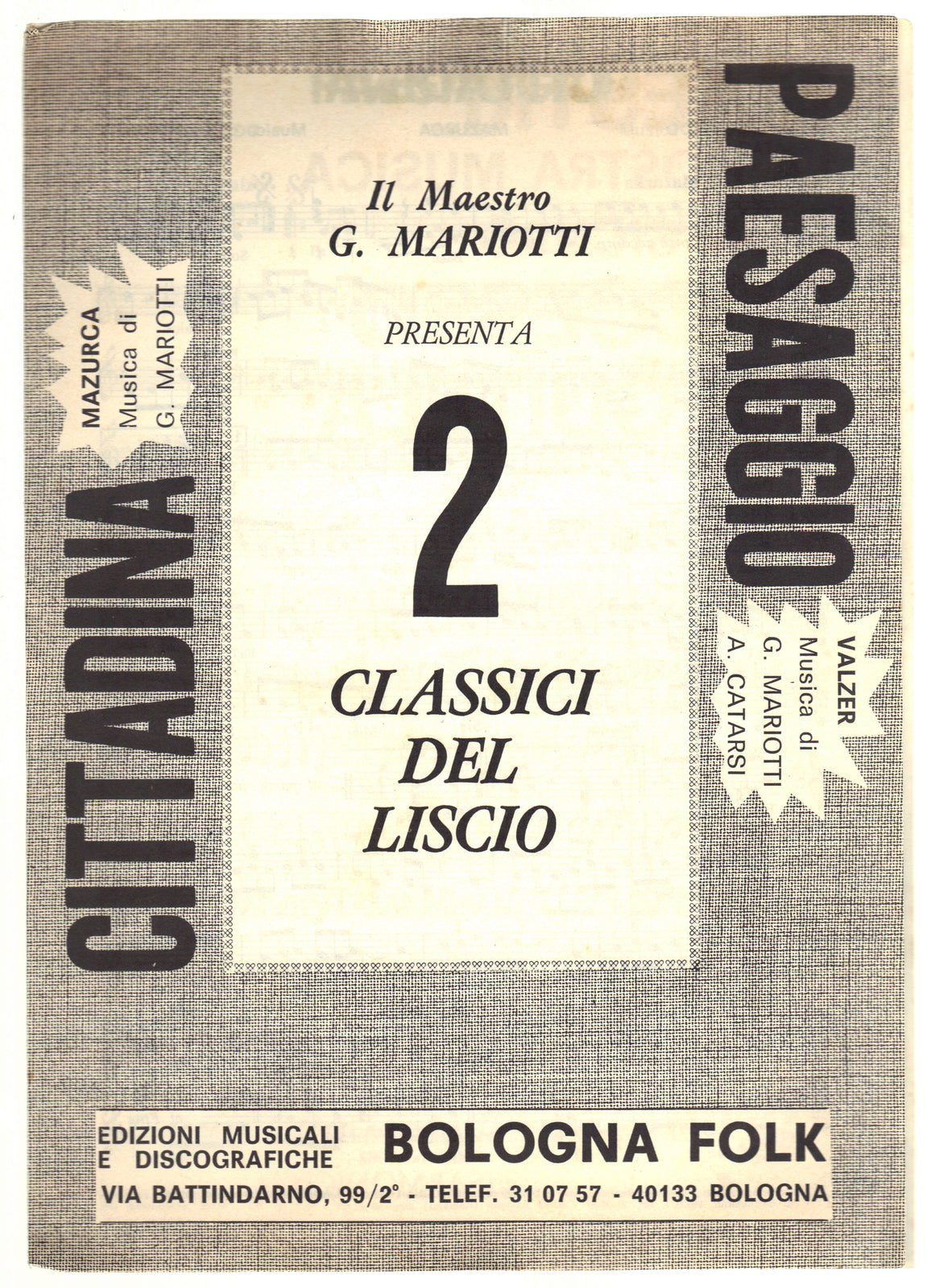 CITTADINA - PAESAGGIO   G. Mariotti -- SPARTITO - Strum. in DO - Strum. in SIb