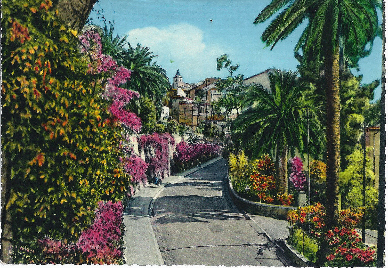 BORDIGHERA - STRADA ROMANA - V1967 - ACQUERELLATA