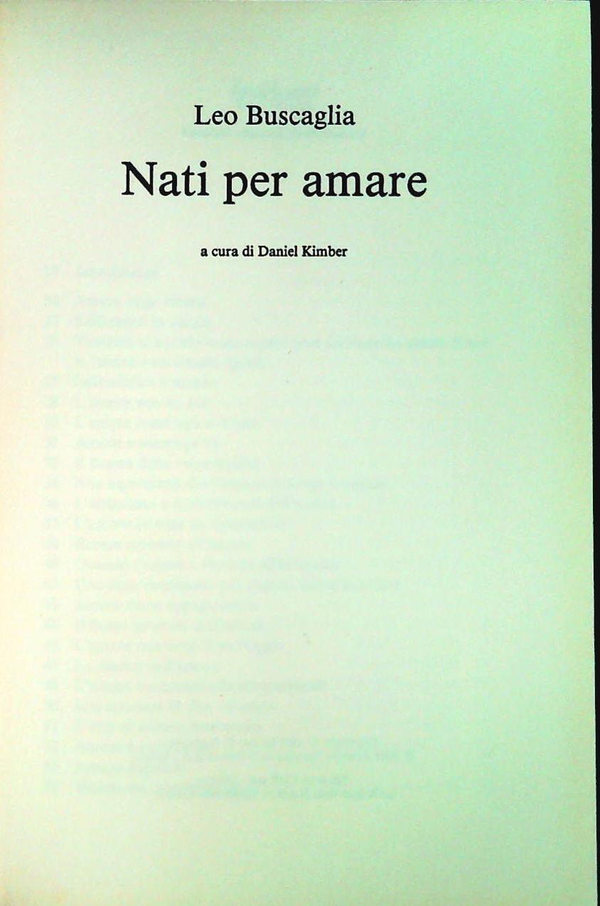NATI PER AMARE - LEO BUSCAGLIA - CDE 1993 - OUTLET DEL LIBRO