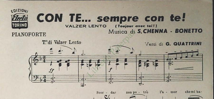 RITORNAR.valzer - CON TE..SEMPRE CON TE.valzer - SPARTITO-SHEET MUSIC