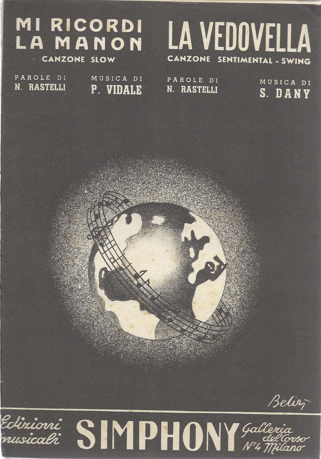 MI RICORDI LA MANON  Rastelli-Vidale - LA VEDOVELLA  Rastelli-Dany # SPARTITO