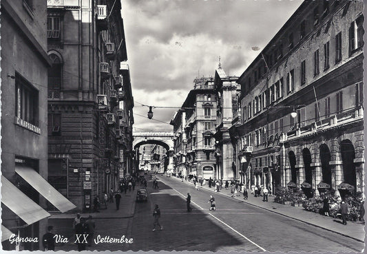 GENOVA - VIA XX SETTEMBRE - V 1956 - FG - ANIMATA