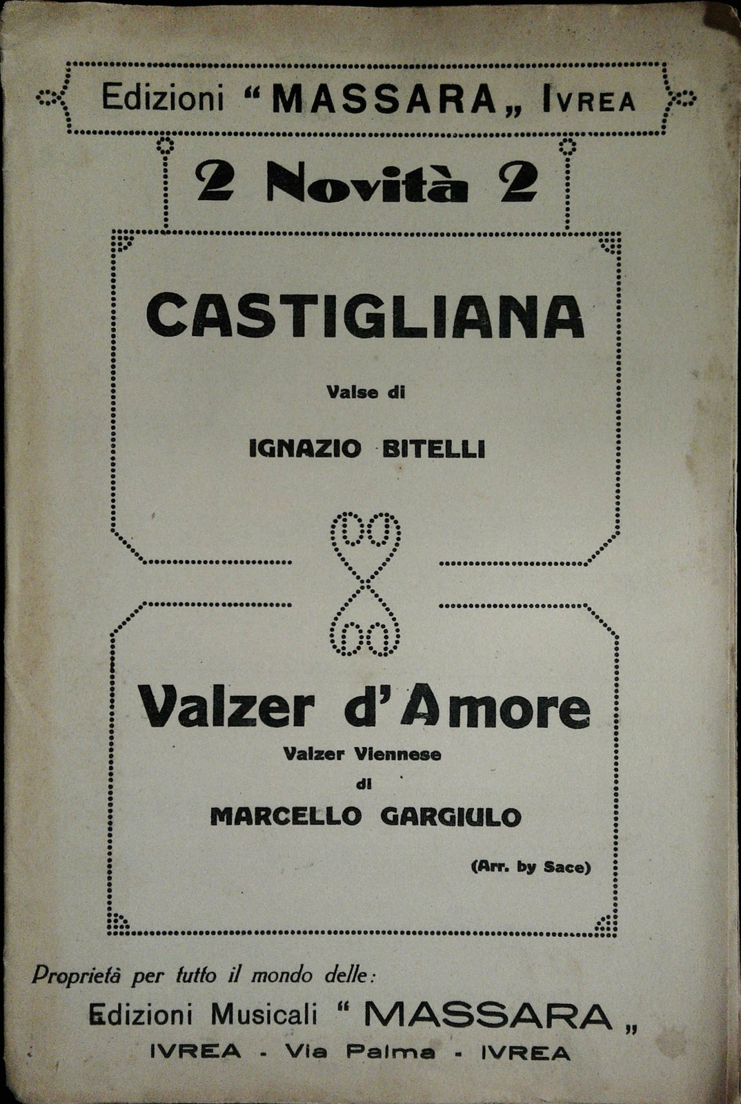 CASTIGLIANA - VALZER D'AMORE - SPARTITO-SHEET MUSIC