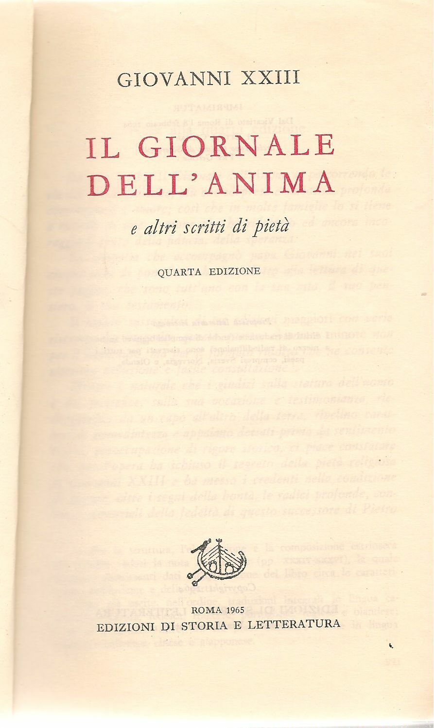 IL GIORNALE DELL'ANIMA - GIOVANNI XXIII
