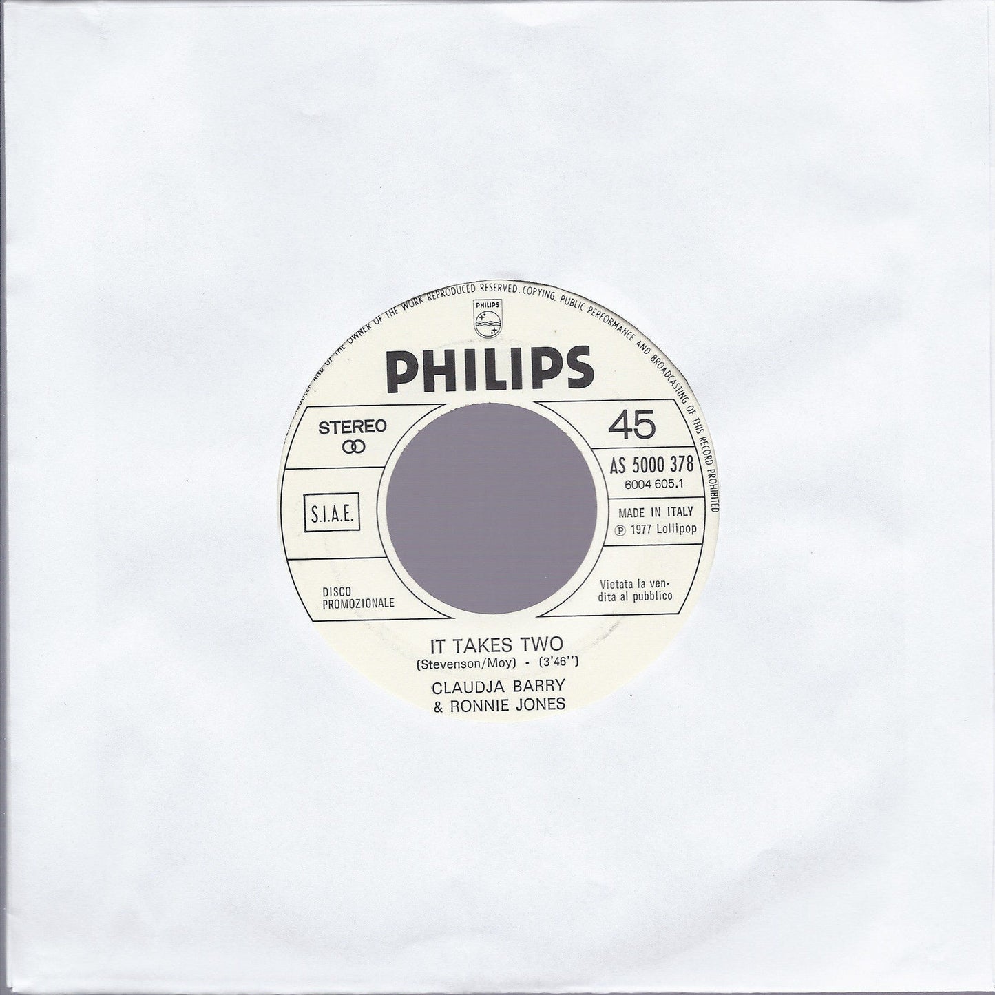 IT TAKES TWO # CLAUDJA BARRY & RONNIE JONES - VOGLIA DI MORIRE # PANDA -Juke Box