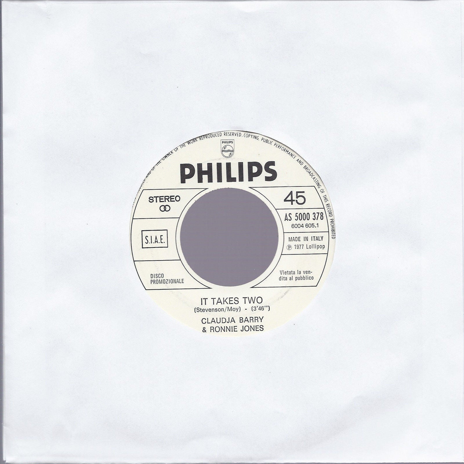 IT TAKES TWO # CLAUDJA BARRY & RONNIE JONES - VOGLIA DI MORIRE # PANDA -Juke Box