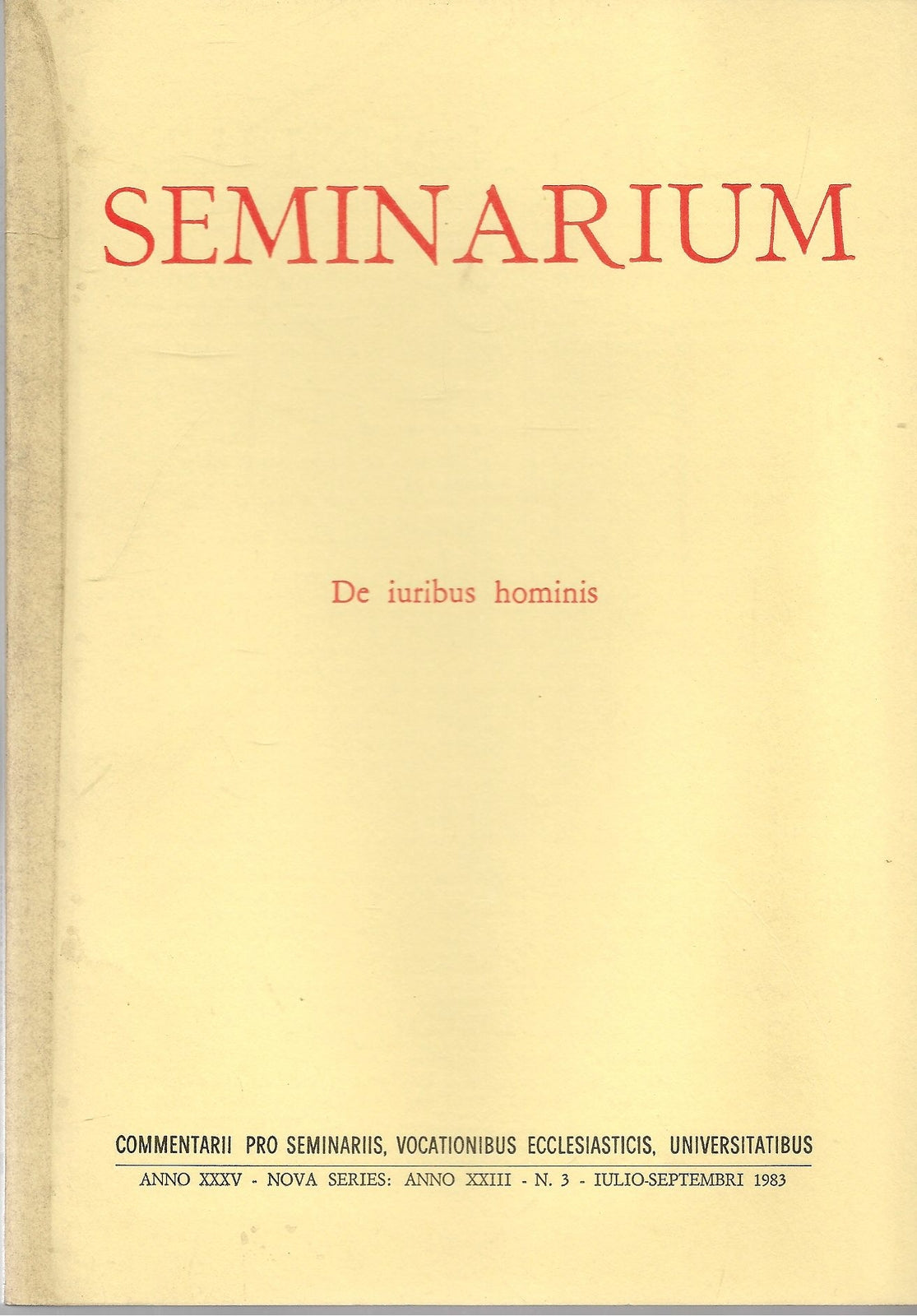 SEMINARIUM N. 3 - 1983 - DE IURIBUS HOMINIS