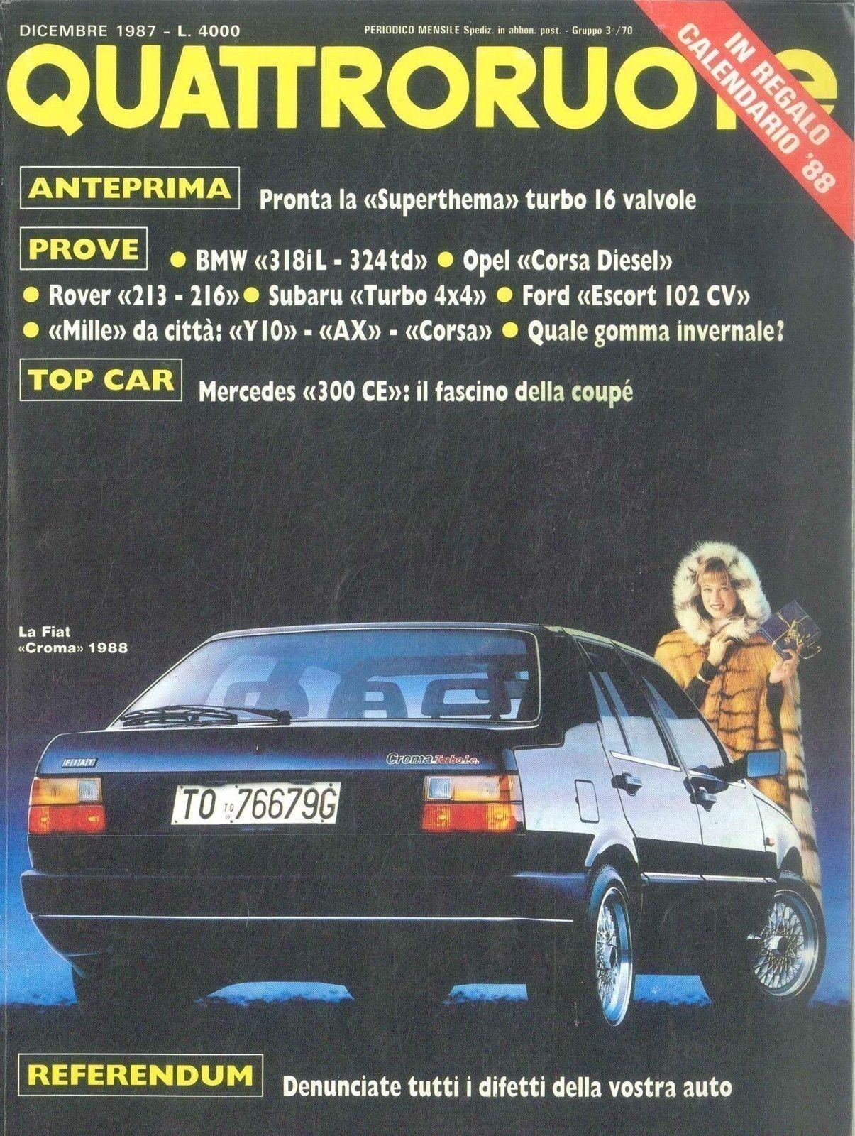 QUATTRORUOTE N 386 - DICEMBRE 1987