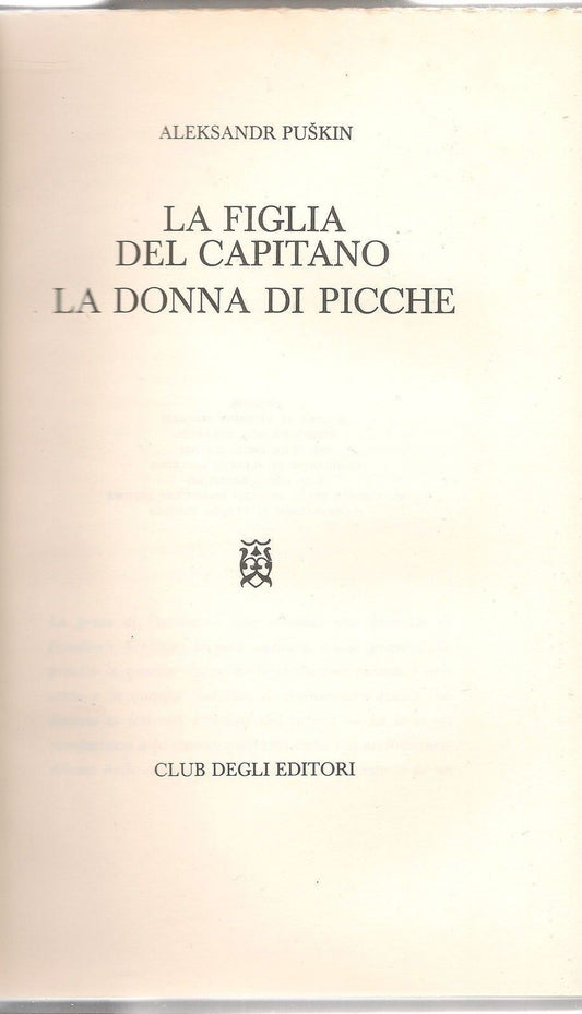 LA FIGLIA DEL CAPITANO - LA DONNA DI PICCHE - ALEKSANDR PUSKIN