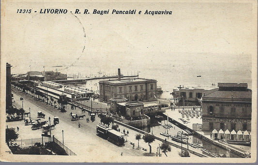LIVORNO - R.R. BAGNI PANCALDI E ACQUAVIVA - V 1935 - FP  TRA