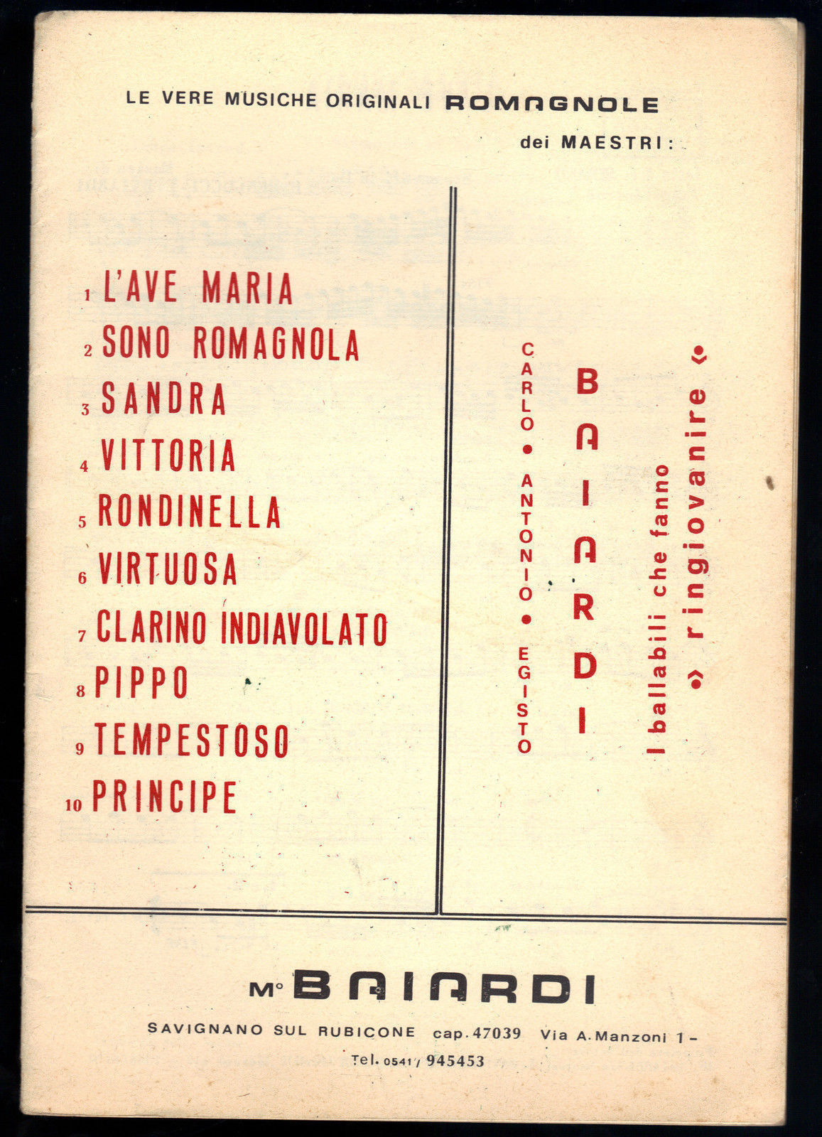 LE VERE MUSICHE ROMAGNOLE DEI MAESTRI BAIARDI - 10 BRANI # SPARTITO