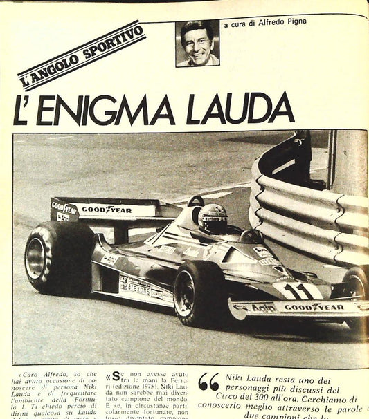L'ENIGMA LAUDA a firma Alfredo Pigna - CLIPPIN-RITAGLIO DI GIORNALE