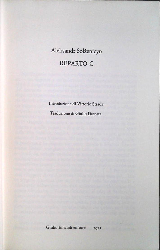 REPARTO C - ALEKSANDR SOLZENICYN - EINAUDI 1971 - OUTLET DEL LIBRO