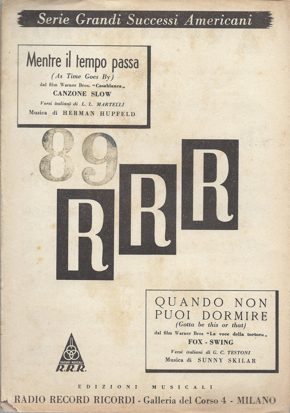 MENTRE IL TEMPO PASSA (H.Hupfeld) - QUANDO NON PUOI DORMIRE (S.Skilar)# SPARTITO