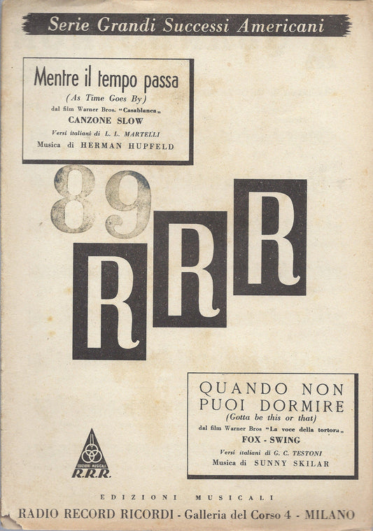 MENTRE IL TEMPO PASSA (H.Hupfeld) - QUANDO NON PUOI DORMIRE (S.Skilar)# SPARTITO