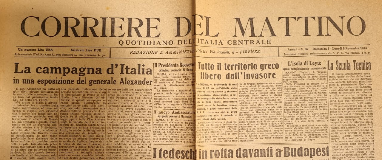 COORERE DEL MATTINO 5-6 NOVEMBRE 1944 - CAMPAGNA D'ITALIA-BUDAPEST-GRECIA
