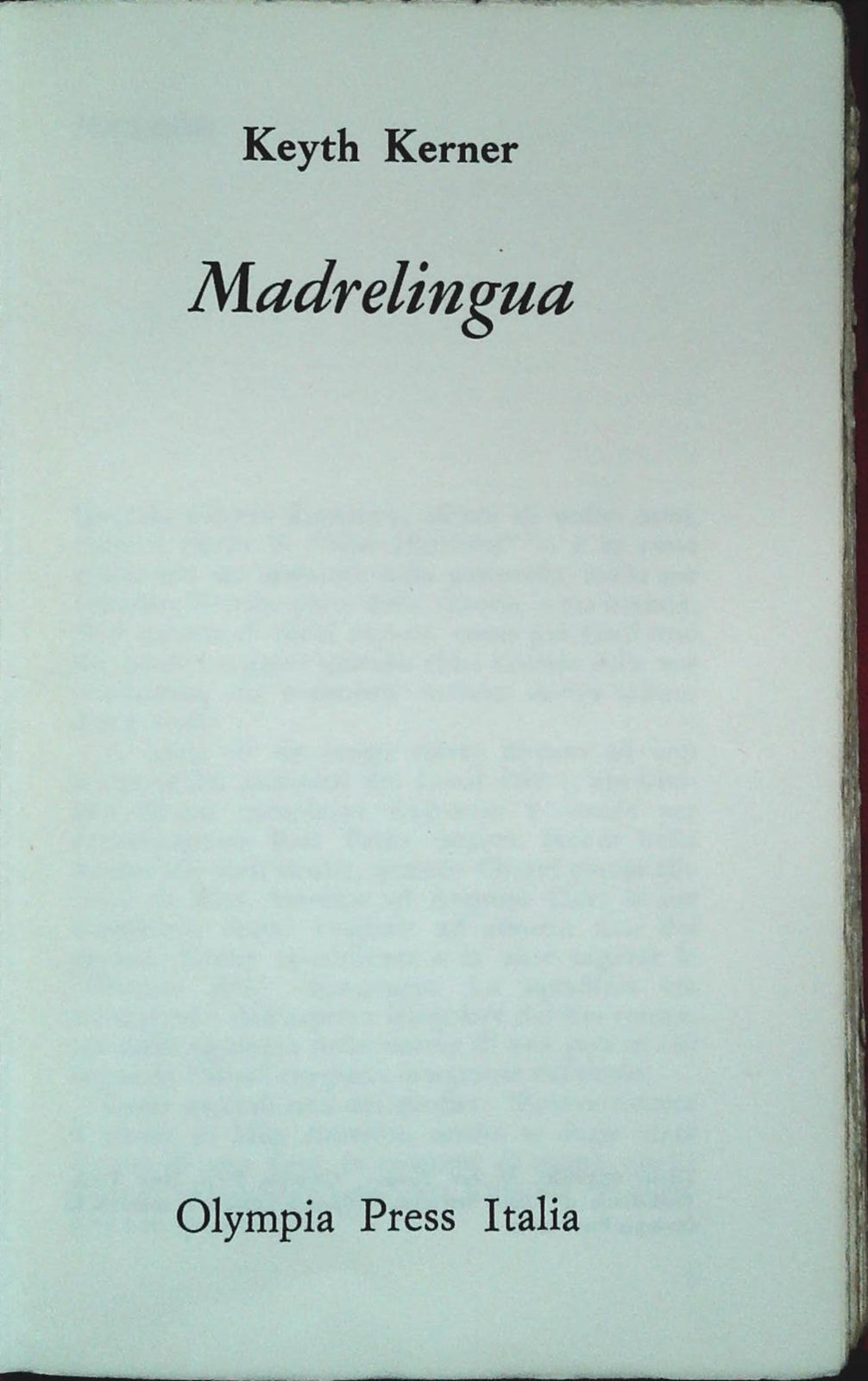 MADRELINGUA - KEITH KERNER - OLIMPIA PRESS 1970