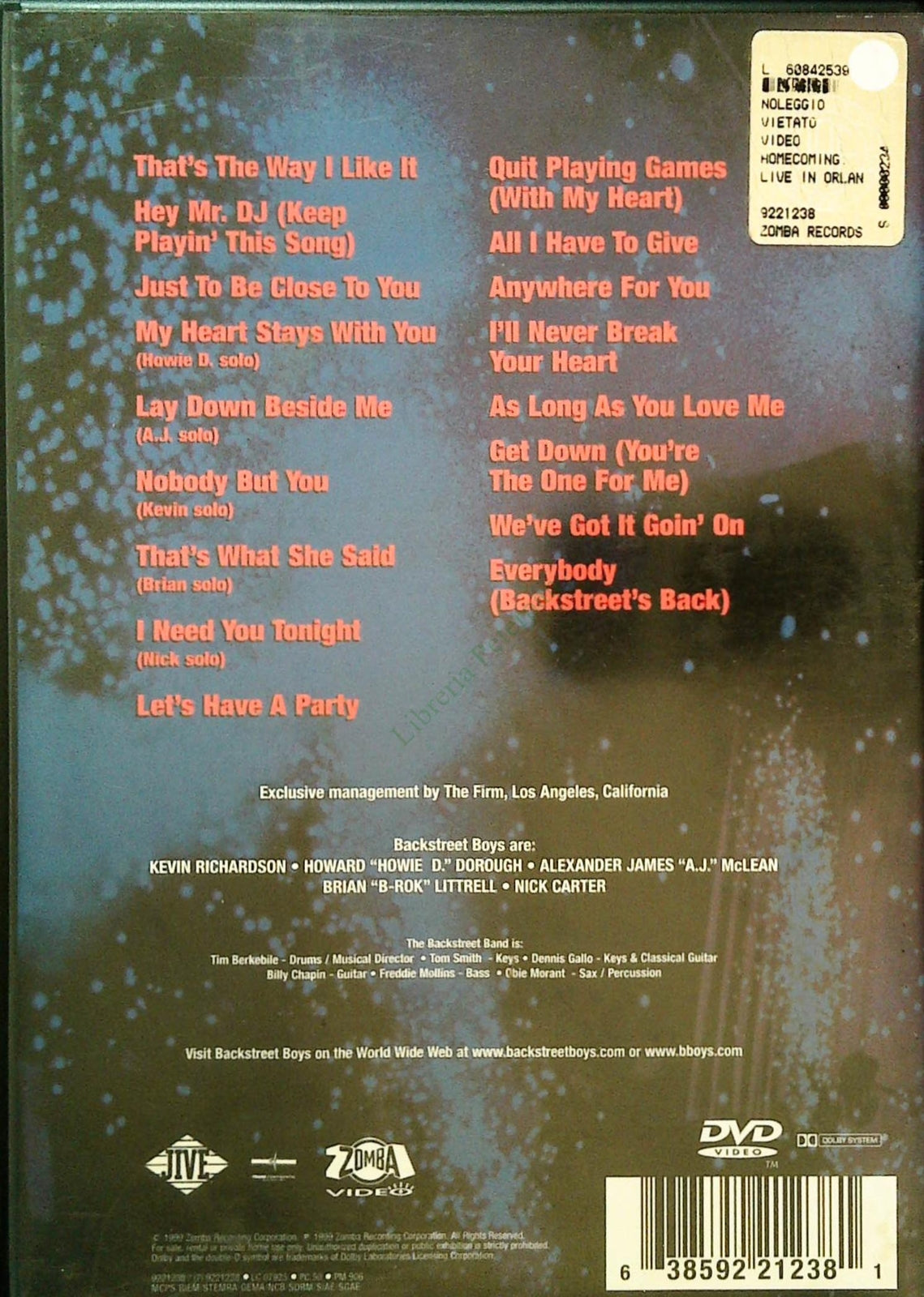 BACKSTREET BOYS - HOMECOMING LIVE IN ORLANDO - DVD