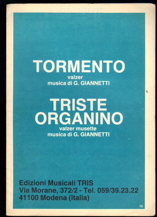 TORMENTO - TRISTE ORGANINO # G. GIANNETTI - SPARTITO