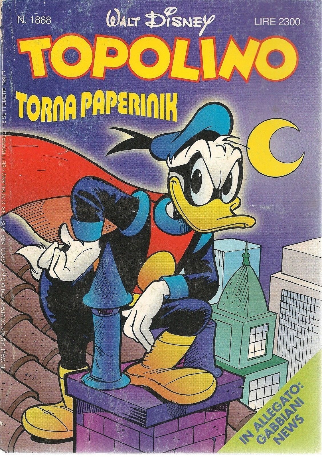 TOPOLINO N° 1868 - 15 SETTEMBRE 1991
