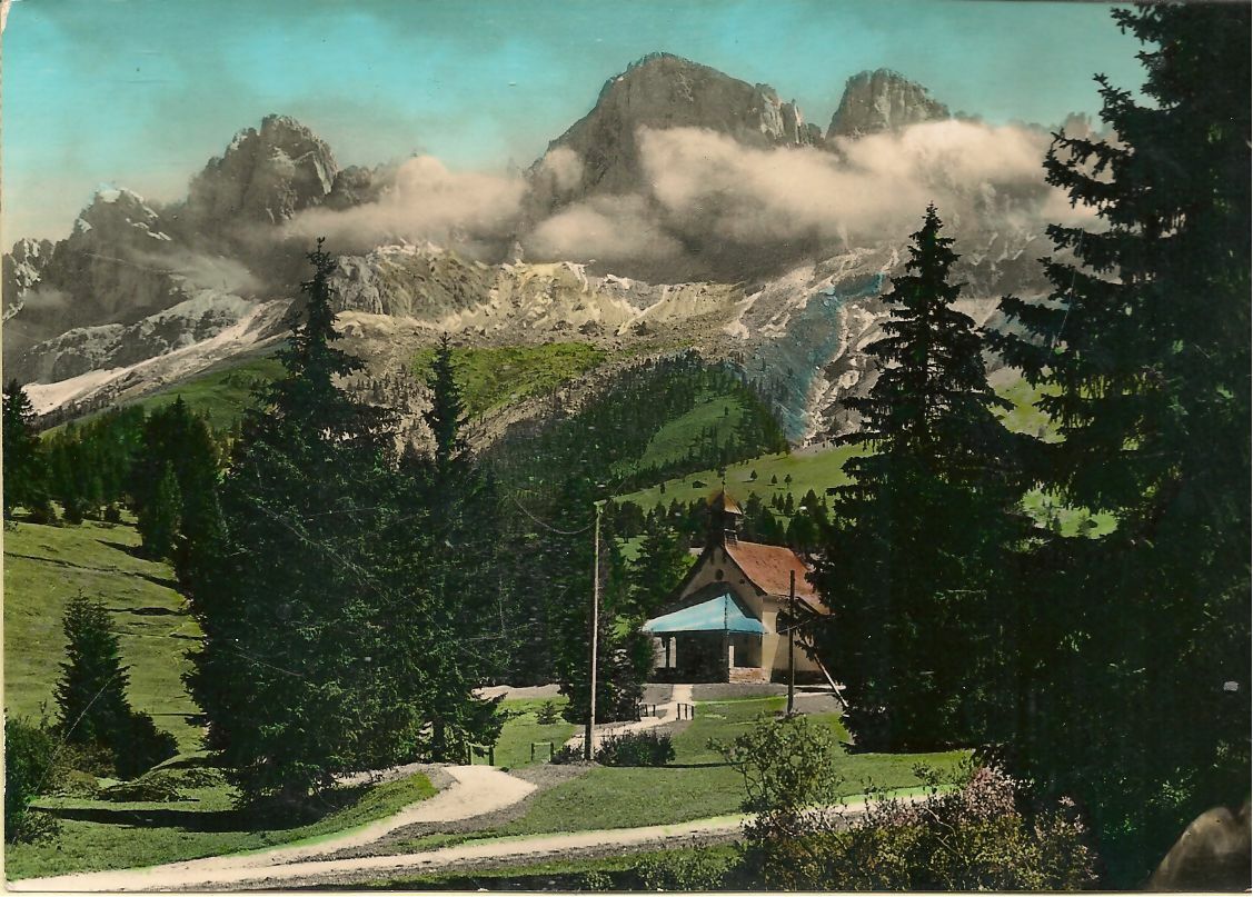 PASSO DI CAREZZA - PANORAMA - V1955 - ACQUARELLATA