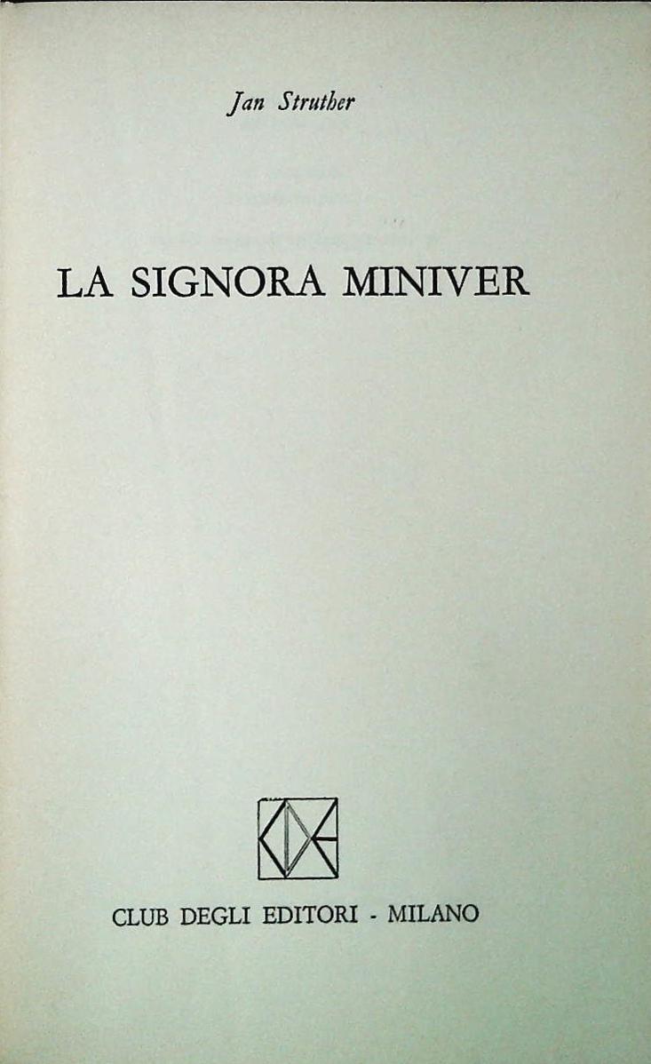 LA SIGNORA MINIVER - JAN TRUTHER - CDE 1974 - OUTLET DEL LIBRO