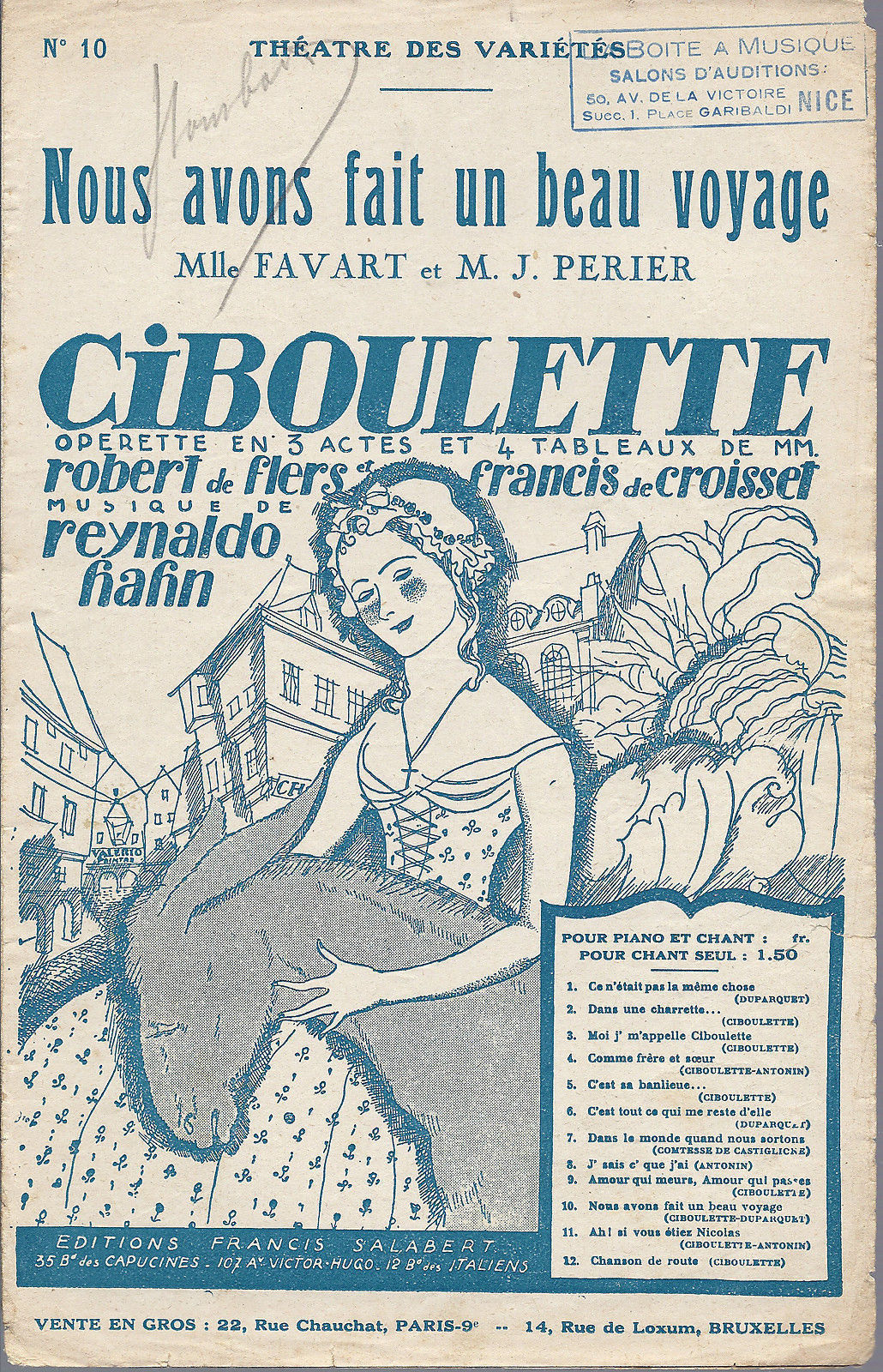 NOUS AVONS FAIT UN BEAU VOYAGE (de l'operette CIBOULETTE) (R. Hahn) # SPARTITO