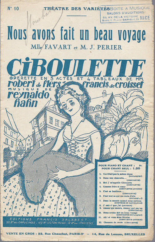 NOUS AVONS FAIT UN BEAU VOYAGE (de l'operette CIBOULETTE) (R. Hahn) # SPARTITO
