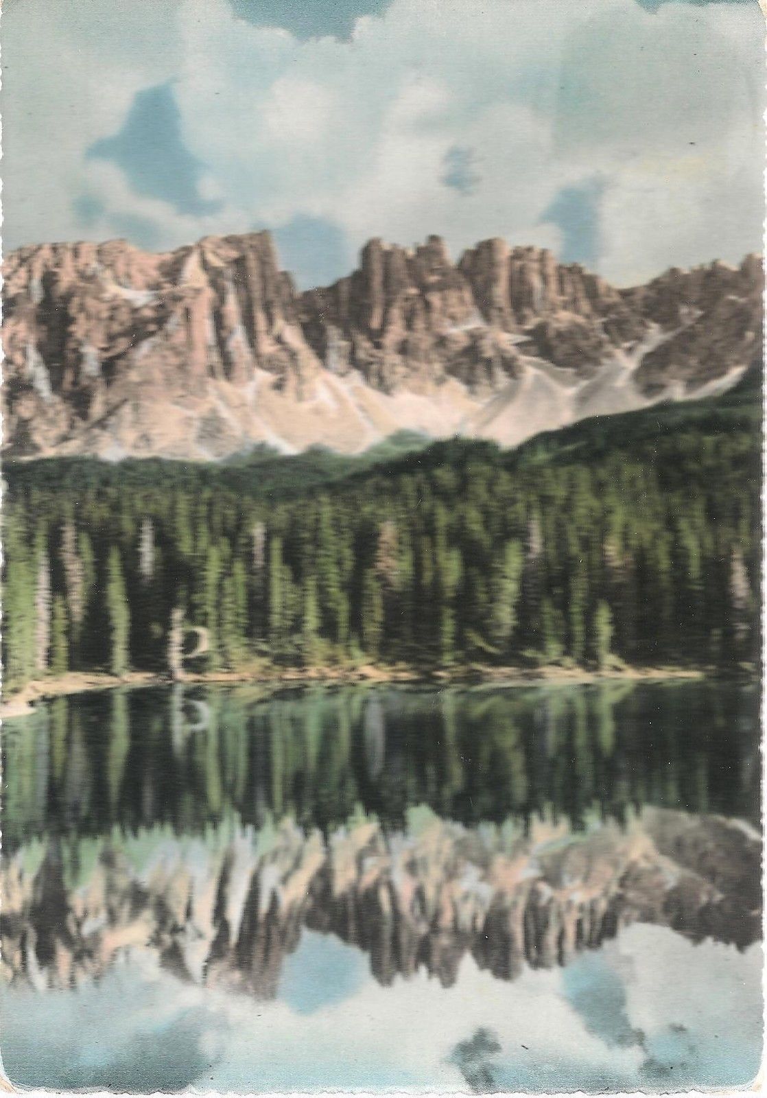 LAGO DI CAREZZA - PANORAMA - ACQUERELLATA - V1955