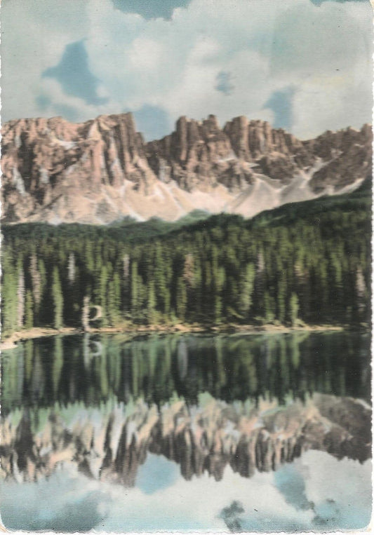 LAGO DI CAREZZA - PANORAMA - ACQUERELLATA - V1955