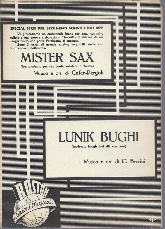 MISTER SAX  Cafer, Pergoli - LUNIK BUGHI  C. Ferrini # SPARTITO  Edizioni Boston
