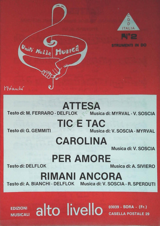 ATTESA-TIC E TACE ALTRI TRE BRANI -  SPARTITO-SHEET MUSIC