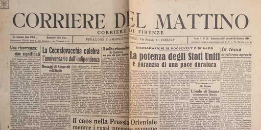CORRIERE DEL MATTINO 30 OTTOBRE 1944 - CECOSLOVACCHIA-ROOSVELT-PRUSSIA-SAMAR