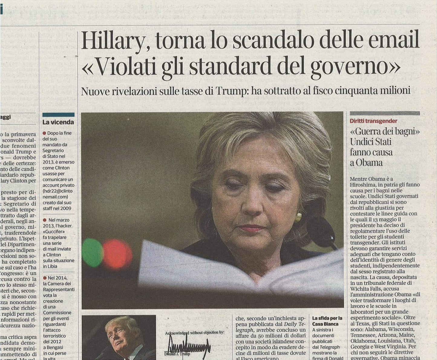 HILLARY CLINTON TORNA LO SCANDALO DELLE EMAIL -