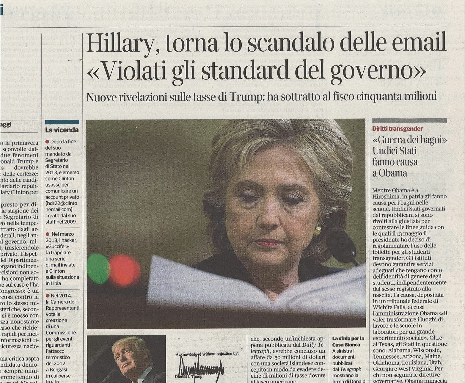 HILLARY CLINTON TORNA LO SCANDALO DELLE EMAIL -
