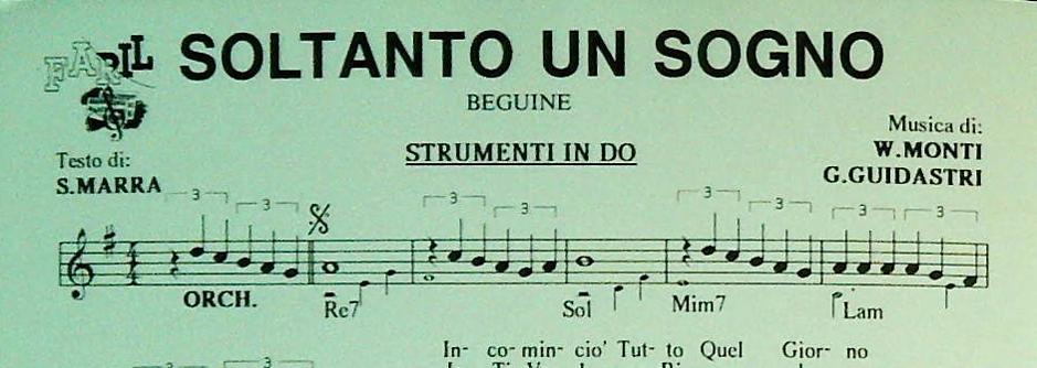 ORCHESTRA GUIDASTRI. SOLTANTO UN SOGNO - SPARTITO-SHEET MUSIC
