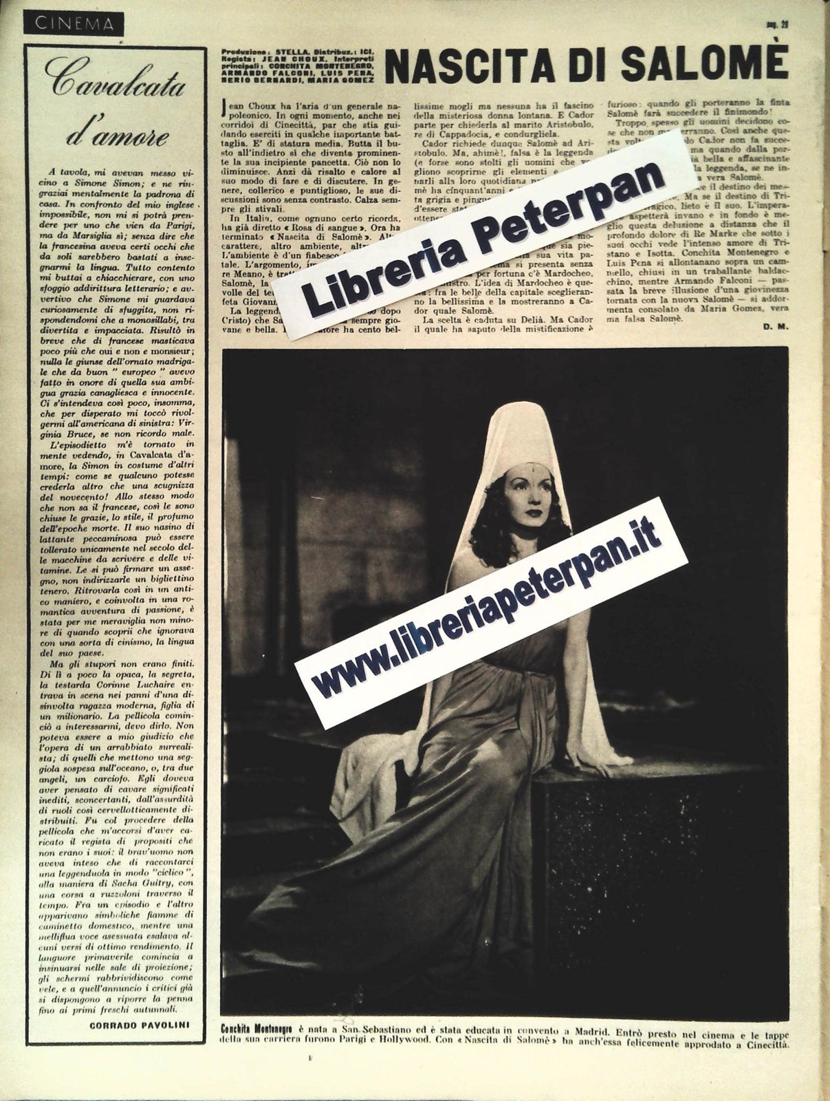 NASCITA DI SALOME' - FILM CINEMA - CLIPPINGS-RITAGLI DI GIORNALE