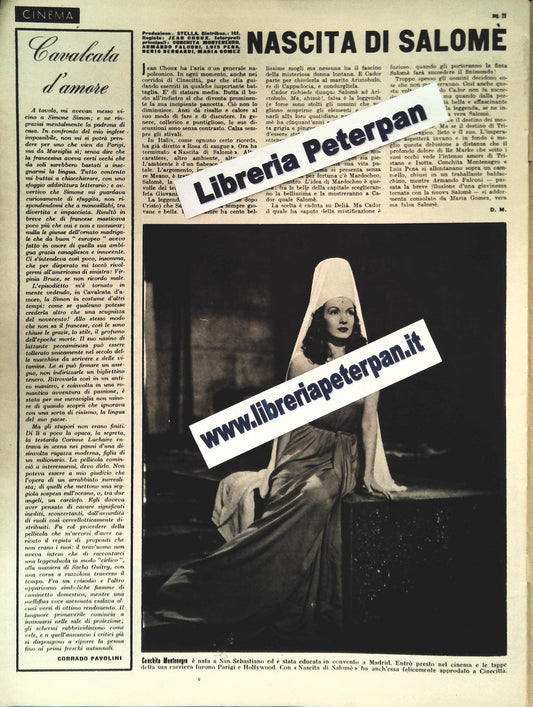 NASCITA DI SALOME' - FILM CINEMA - CLIPPINGS-RITAGLI DI GIORNALE