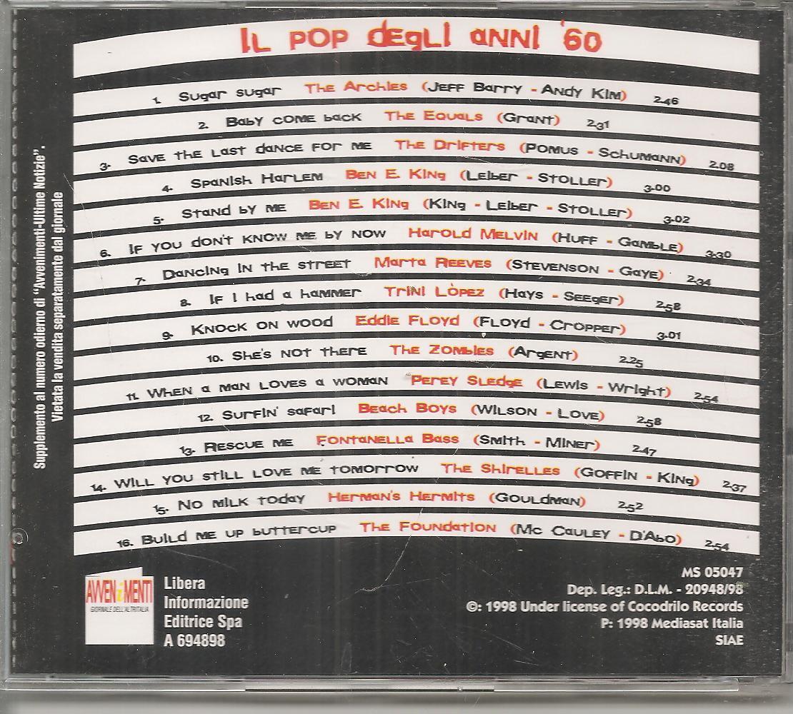 IL POP DEGLI ANNI 60. LE PIU' BELLE CANZONI AMERICANE - CD