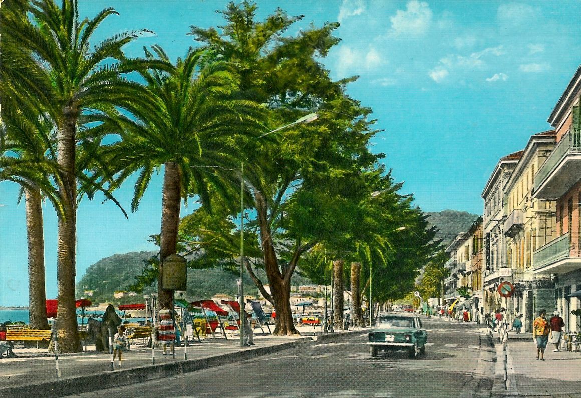 DIANO MARINA - PIAZZA GARIBALDI - ACQUARELLATA - V1964