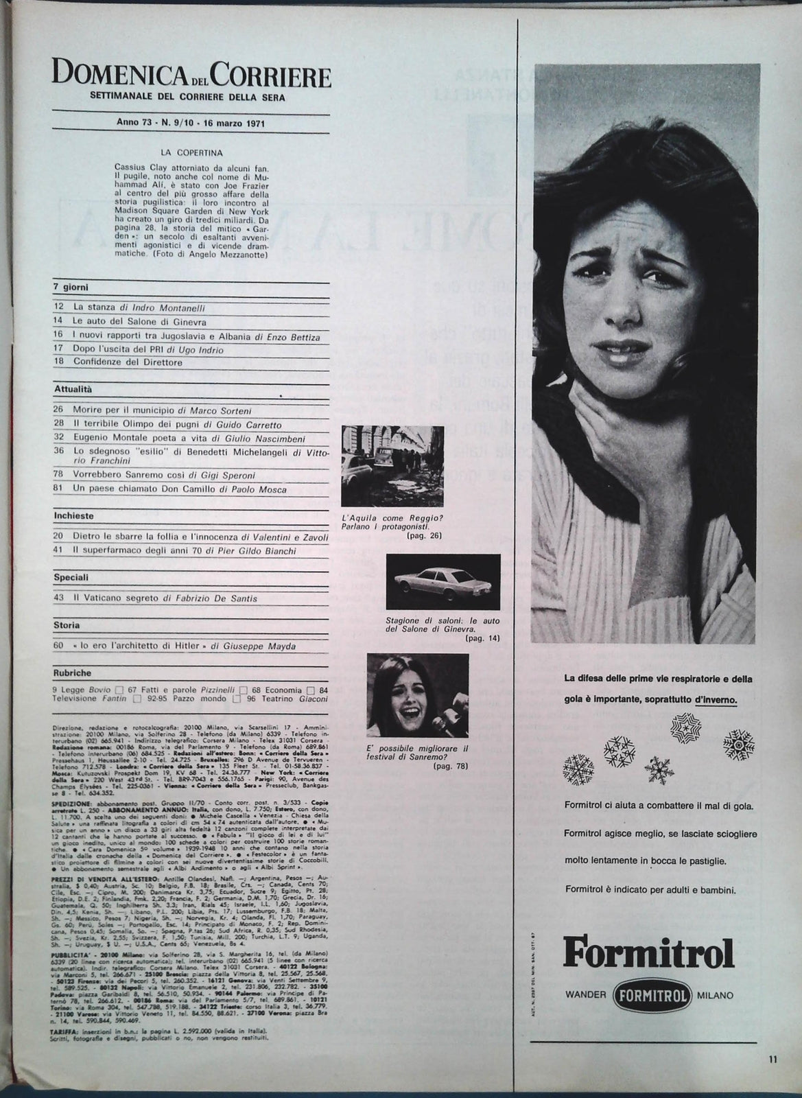 DOMENICA DEL CORRIERE M. 9-10 - 16 MARZO 1971 - CLAY-FRAZIER PUGNI E MILIARDI