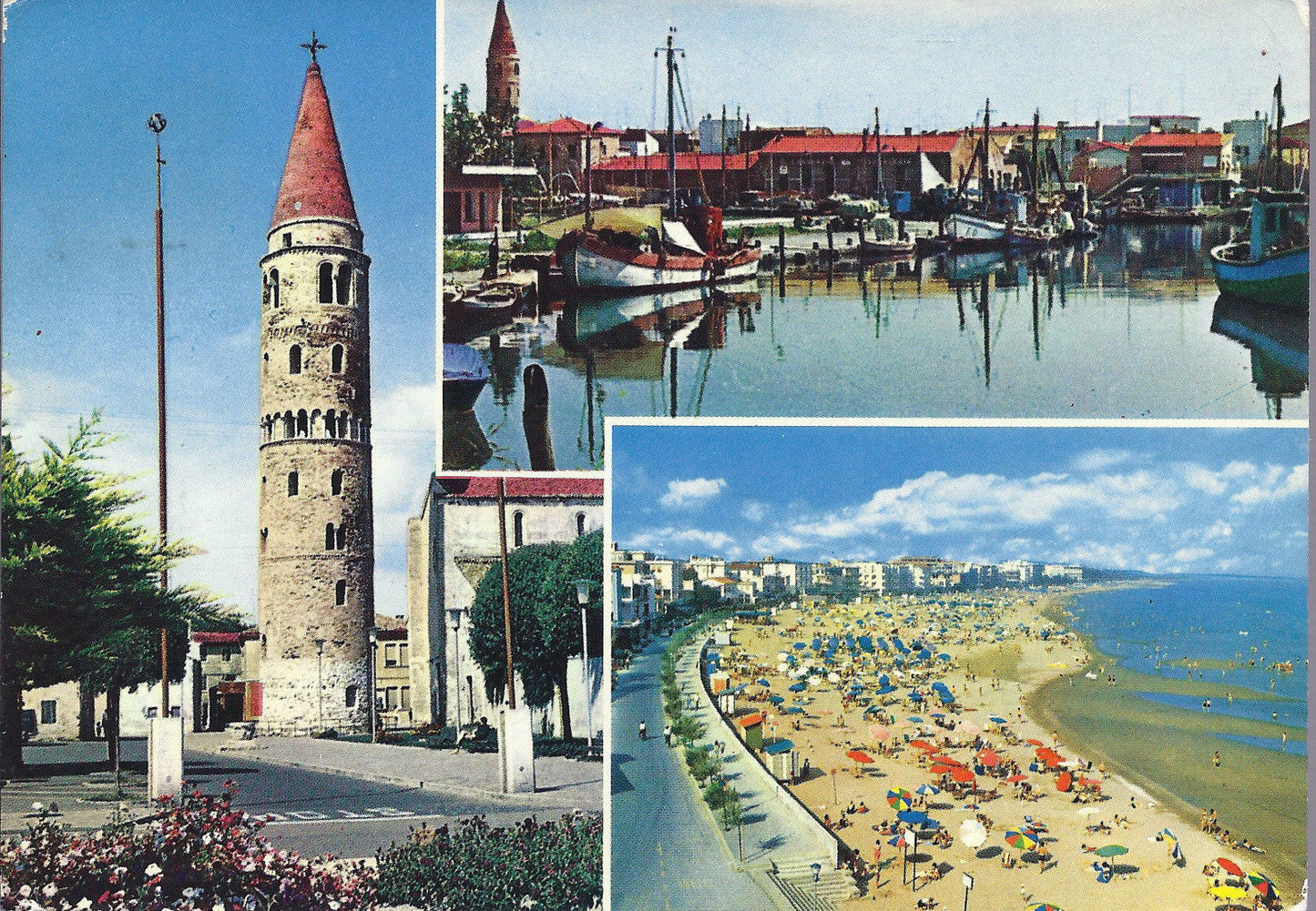 CAORLE - IL CAMPANILE - IL PORTO E LA SPIAGGIA - V 1970 - FG