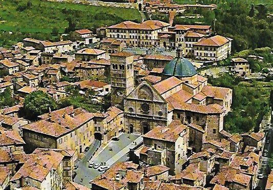 ASSISI - VEDUTA AEREA DELLA CITTA' CON LA CHIESA DI S. RUFINO - V1977