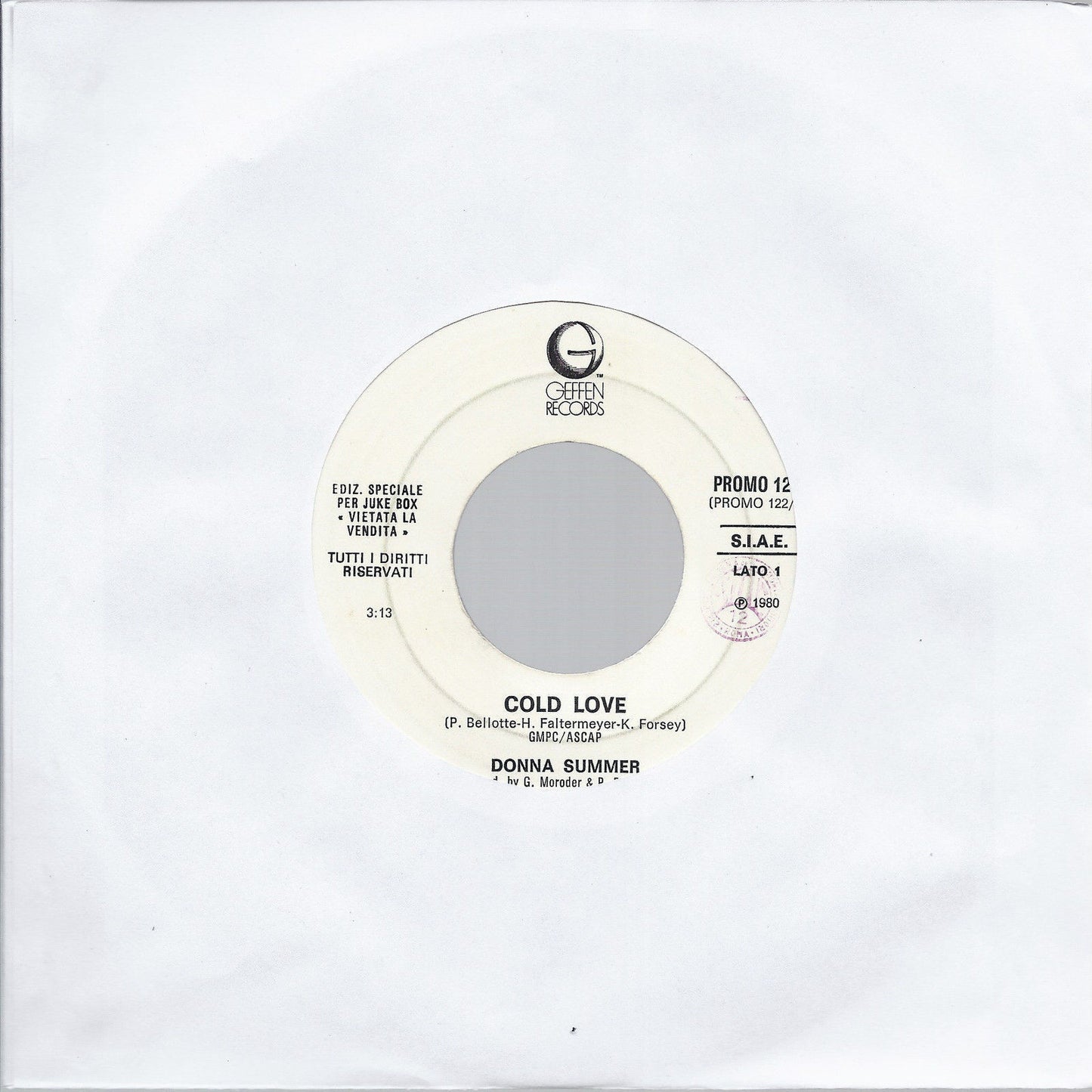 COLD LOVE # DONNA SUMMER -- GHIACCIO # ENZO AVALLONE - Edizione per Juke Box
