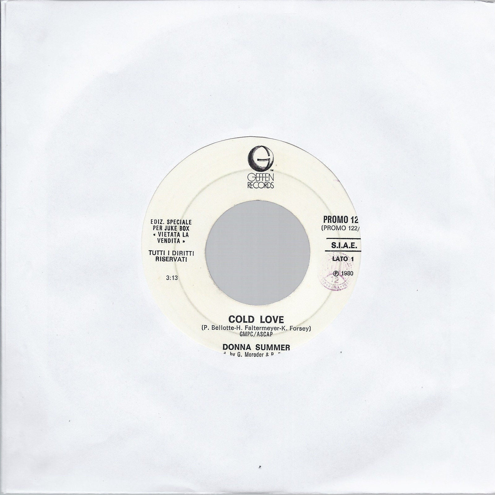 COLD LOVE # DONNA SUMMER -- GHIACCIO # ENZO AVALLONE - Edizione per Juke Box