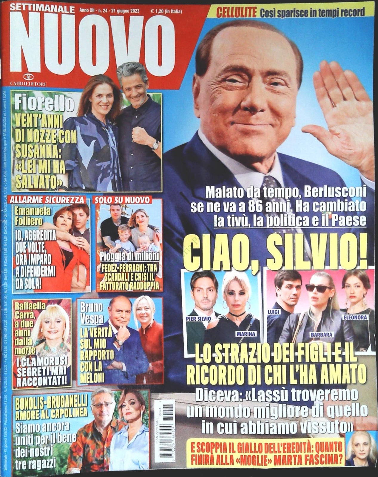 SETTIMANALE NUOVO 21 GIUGNO 2023 - BERLUSCONI - FIORELLO-CARRA'-OUTLET DEL LIBRO