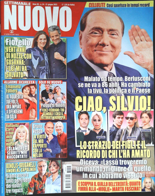 SETTIMANALE NUOVO 21 GIUGNO 2023 - BERLUSCONI - FIORELLO-CARRA'-OUTLET DEL LIBRO